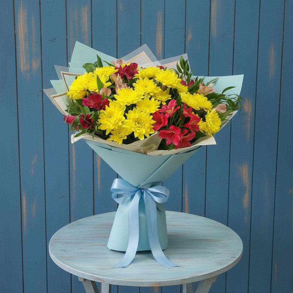 Букет цветов из: Альстромерии и Хризантемы в Некрасовском