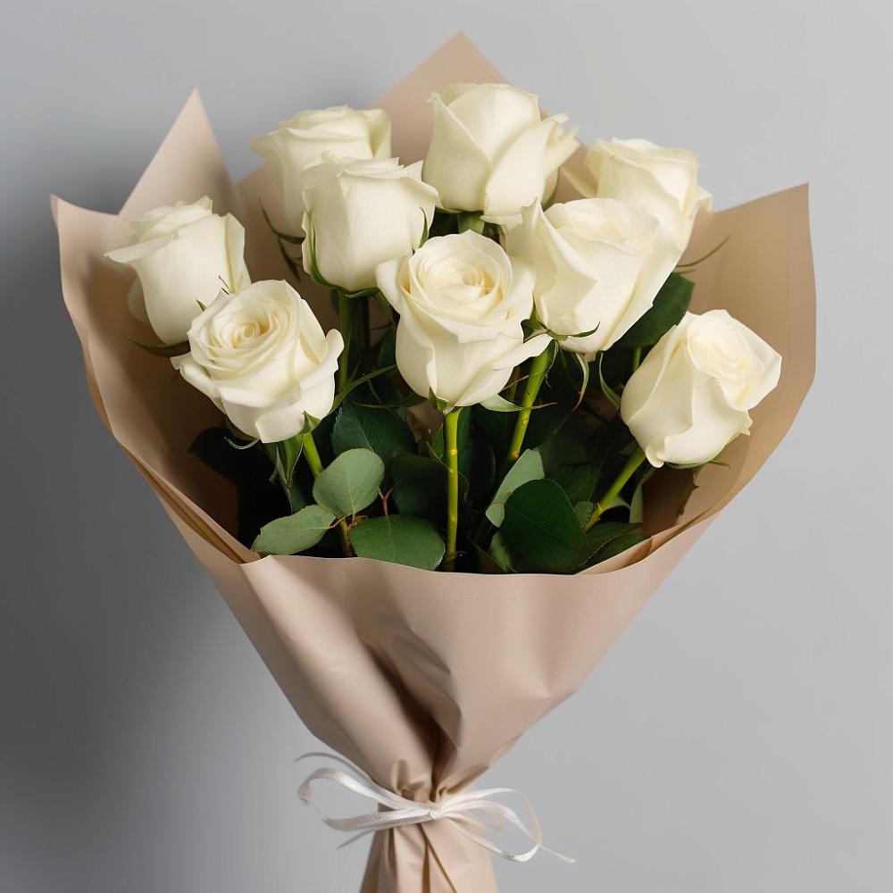 Букет 9 Белых роз Эдлесс Лав в Некрасовском