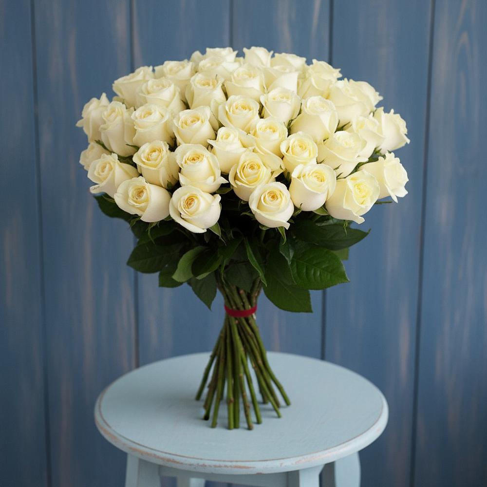 Букет 51 Белая роза Эдлесс Лав в Некрасовском