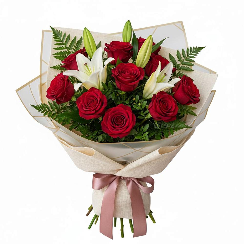 Букет цветов из: Лилии и Розы в Некрасовском