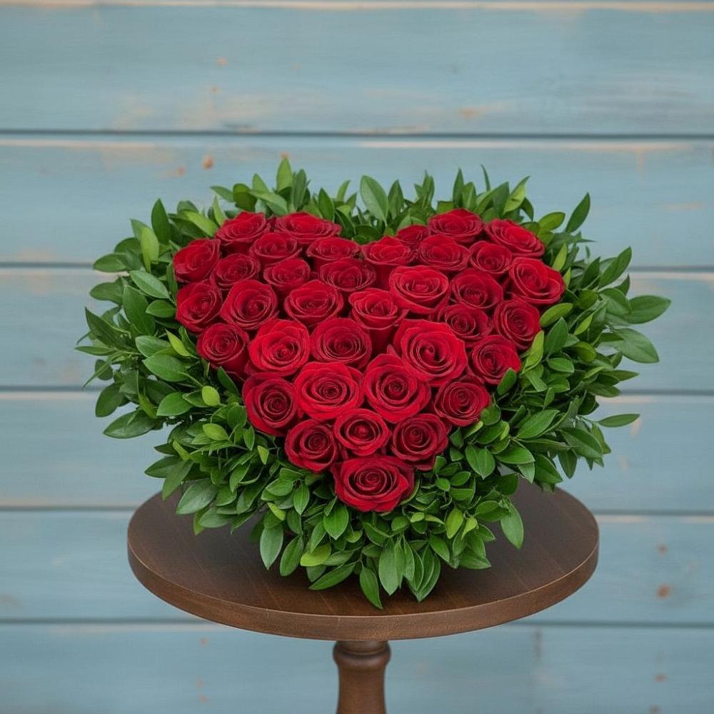 Цветочная композиция из Розы в виде сердца в Некрасовском