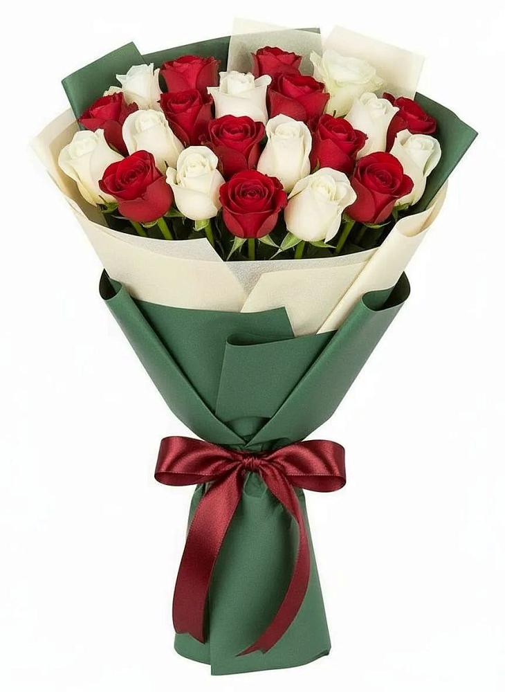 Букет Микс из красных и белых роз в Некрасовском