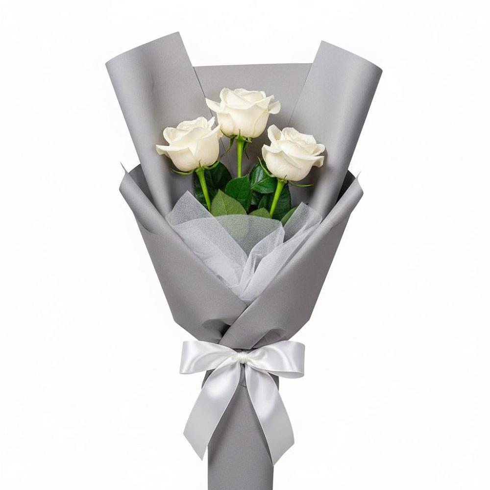Букет 3 белые розы в Некрасовском