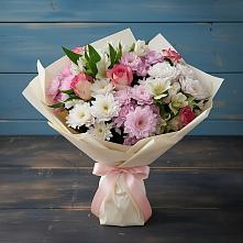 Букет цветов из:  Хризантемы, Альстромерии и Розы в Некрасовском