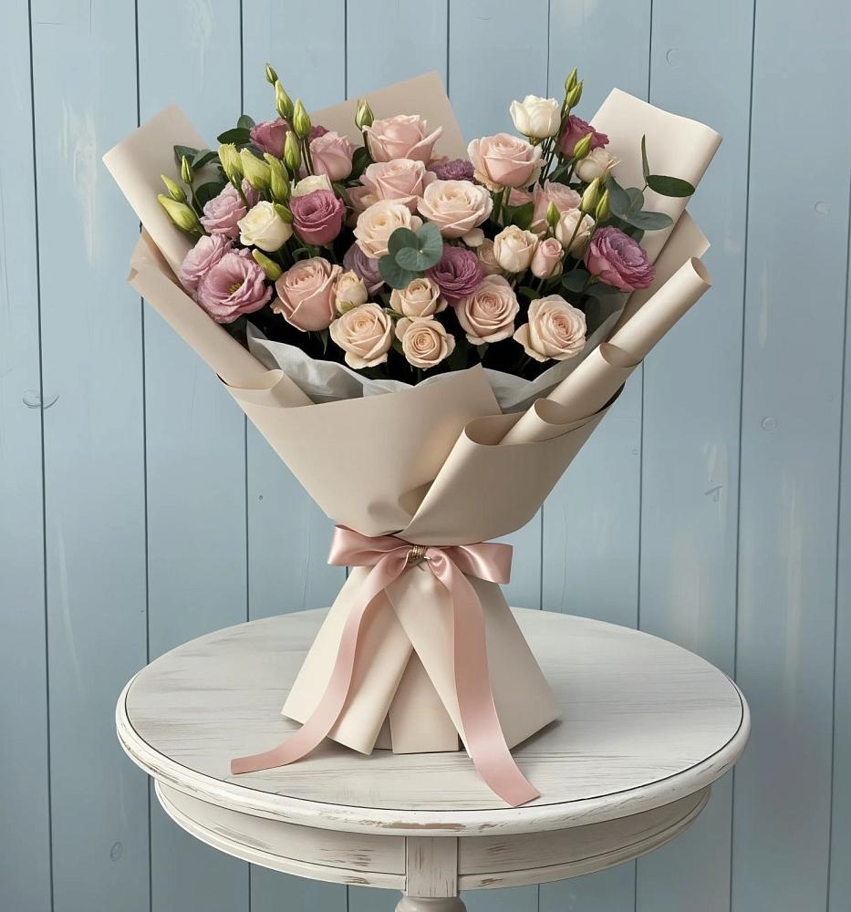 Букет цветов из: Розы и Лизиантусы в Некрасовском