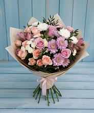 Букет цветов из:  Хризантемы, Розы и Альстромерии в Некрасовском