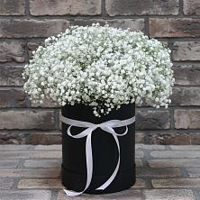 Цветочная композиция из Гипсофила в шляпной коробке в Некрасовском