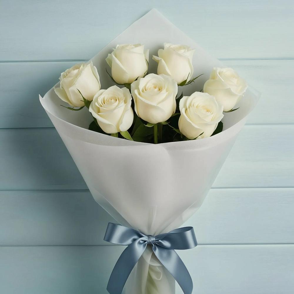 Букет 7 Белых роз Эдлесс Лав в Некрасовском