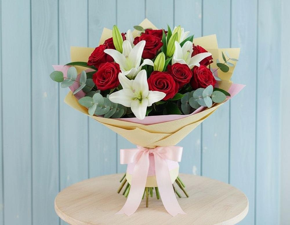 Букет цветов из: Лилии и Розы в Некрасовском